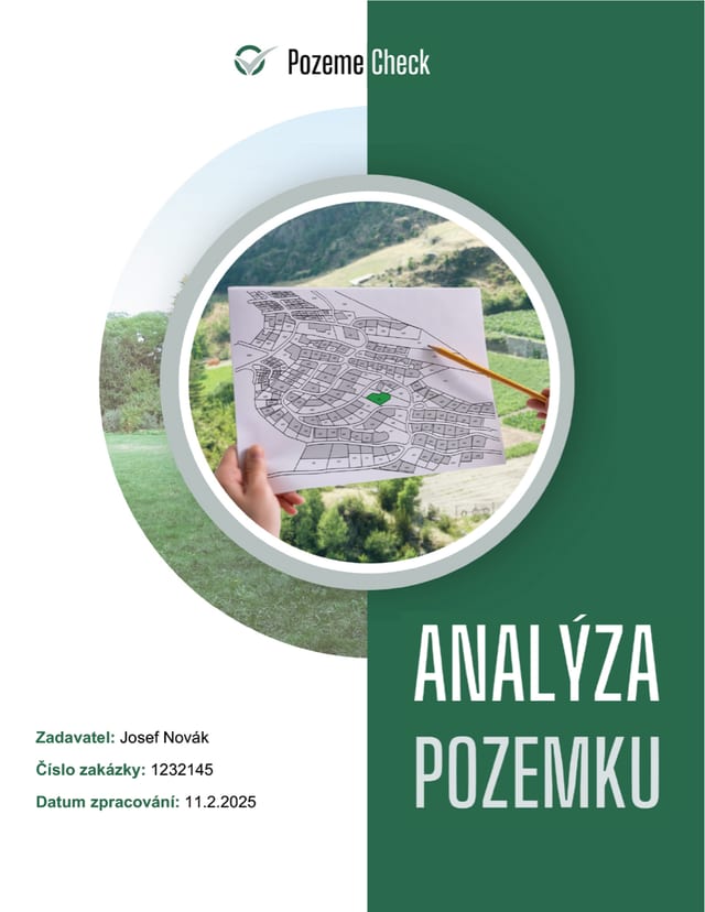 Ukázka zprávy z prověření pozemku PozemeCheck